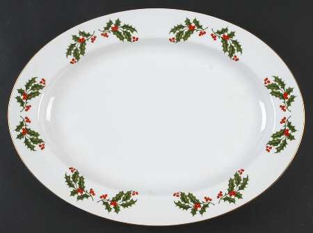 Christmas Holly (Smooth Edge) 14" Oval Serving Platter