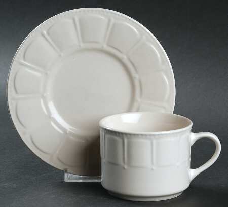 Preston White Flat Cup & Saucer Set