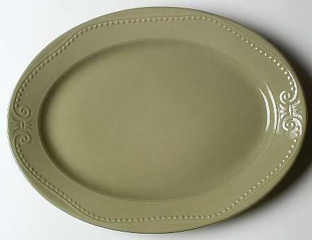 Isabella Sage Green 14" Oval Serving Platter