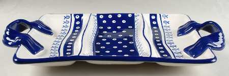 Dots Divided 3 Part Handled Rectangular Server