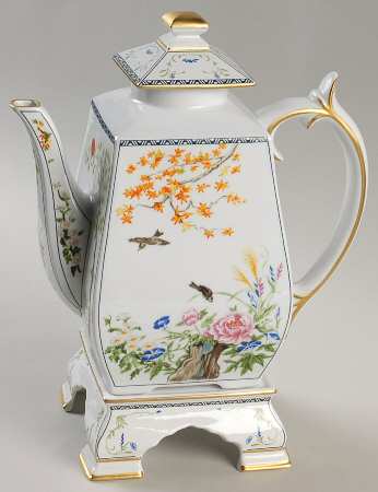 Birds & Flowers of the Orient Coffee Pot & Stand