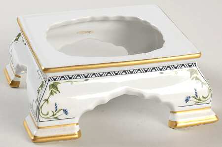 Birds & Flowers of the Orient Ceramic Stand for Tea Pot & Lid w/Top Handle