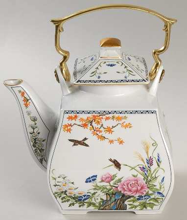 Birds & Flowers of the Orient Teapot & Lid with Removable Top Handle