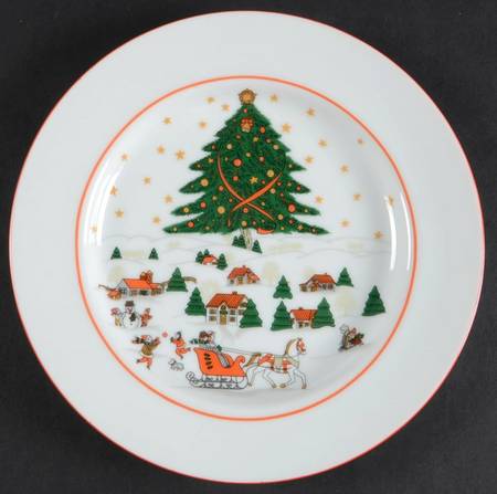Christmas Pleasure (Smooth, Orange Trim) Salad Plate