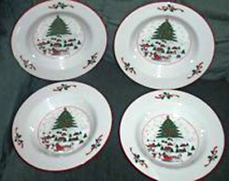 Christmas Pleasure (Smooth, Orange Trim) Rim Soup Bowl