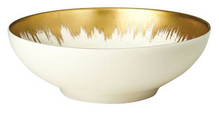Aura Opal Gold Brushstroke Soup/Cereal Bowl by Kim Seybert