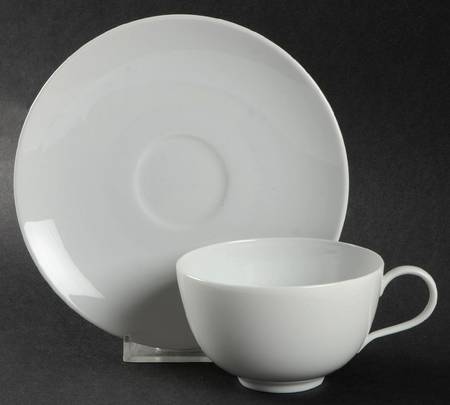 Urbino White Flat Cup & Saucer Set