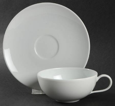 Urbino White Flat Cup & Saucer Set