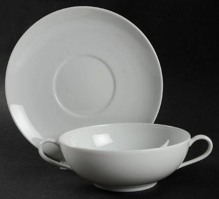 Urbino White Flat Cream Soup Bowl & Saucer Set