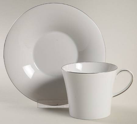 Berlin (Platinum Trim) Flat Cup & Saucer Set