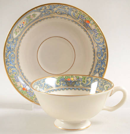 Autumn (Newer, Gold Backstamp) Footed Cup & Saucer Set