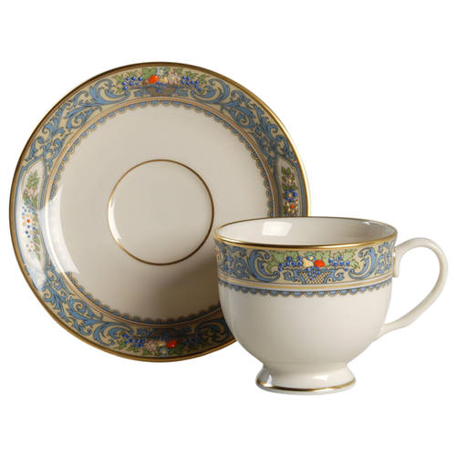 Autumn (Newer, Gold Backstamp) Footed Cup & Saucer Set