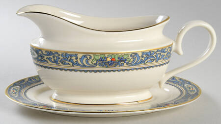Autumn (Newer, Gold Backstamp) Gravy Boat & Underplate