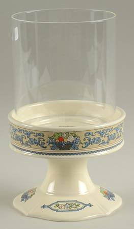 Autumn (Newer, Gold Backstamp) Pillar Candleholder & Glass Shade