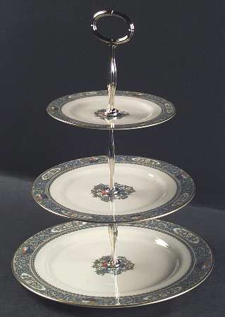 Autumn (Newer, Gold Backstamp) 13 7/8"-14 1/4" 3-Tiered Serving Tray(DP,SP,BB) HC