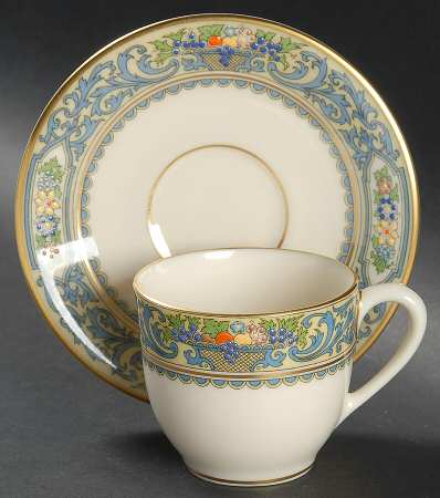 Autumn (Newer, Gold Backstamp) Flat Demitasse Cup & Saucer Set