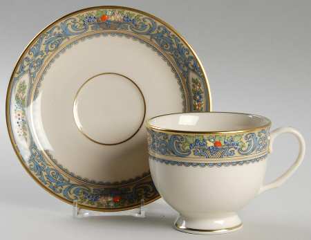 Autumn (Newer, Gold Backstamp) Footed Cup & Saucer Set