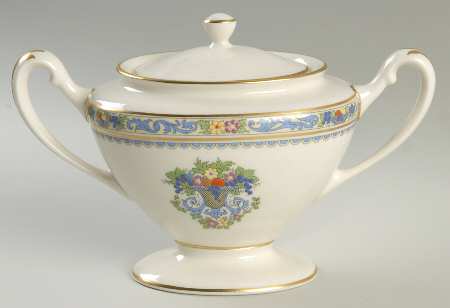 The Autumn (Black Or Green Stamp) Shape 743 Sugar Bowl & Lid