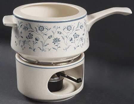 Blue Breeze Open Fondue Pot w/Warmer Stand,Metal Rack & Burner