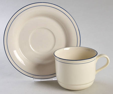 Blue Pinstripes (For the Blue) Flat Cup & Saucer Set