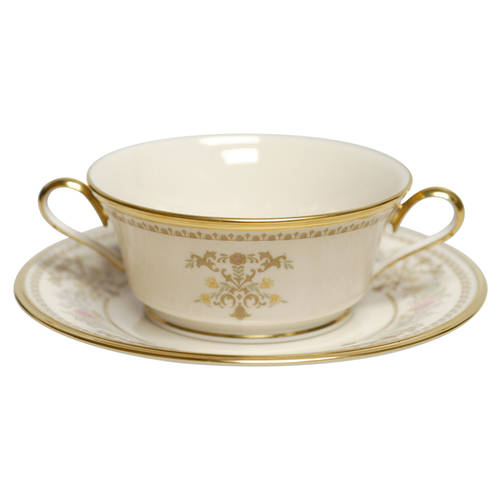 Castle Garden Footed Cream Soup & Dessert Plate/Saucer Set by Lenox