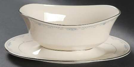 Carolina (Blue Flowers) Gravy Boat with Attached Underplate