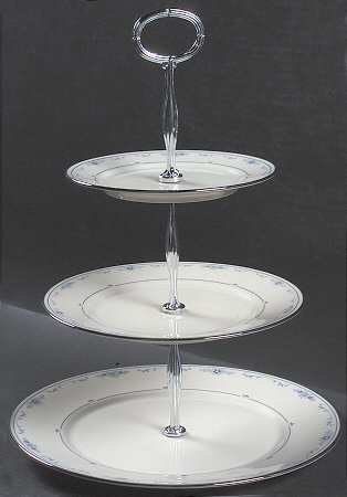 Carolina (Blue Flowers) 13 7/8"-14 1/4" 3-Tiered Serving Tray(DP,SP,BB) HC