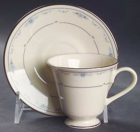 Carolina (Blue Flowers) Footed Demitasse Cup & Saucer Set