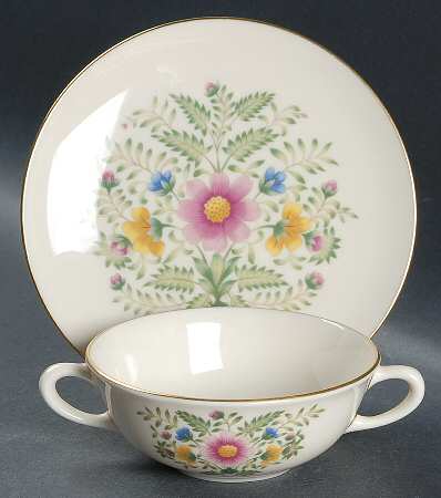 Cascade Flat Cream Soup Bowl & Dessert Plate/Saucer Set