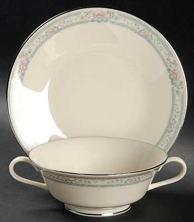 Charleston Footed Cream Soup Bowl & Saucer Set