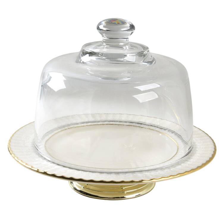 Citation Lace 6 1/2"-7 1/2" Footed Cheese Plate w/ Glass Dome HC