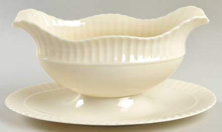 Classic White Gravy Boat with Attached Underplate