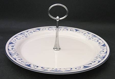 Country Blue Round Serving Plate with Handle (DP)