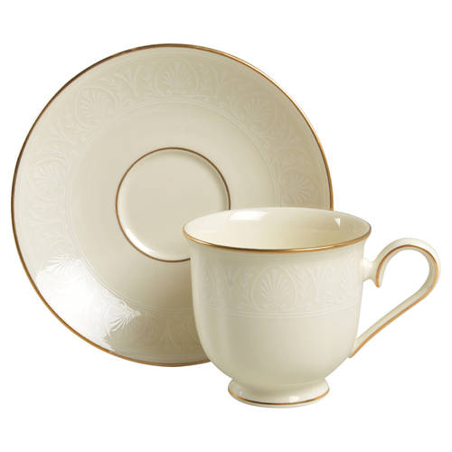 Courtyard Gold Footed Cup & Saucer Set by Lenox