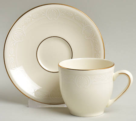 Courtyard Gold Flat Demitasse Cup & Saucer Set