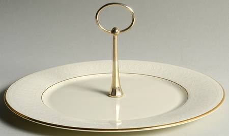 Courtyard Gold Round Serving Plate with Handle (DP)