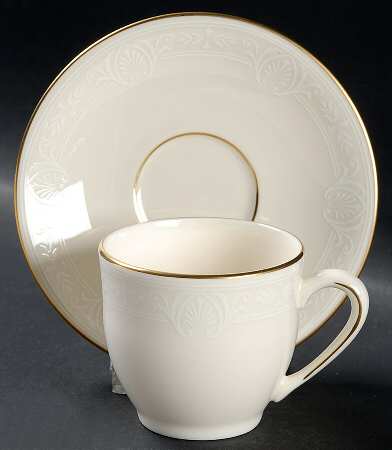 Courtyard Gold Flat Demitasse Cup & Saucer Set
