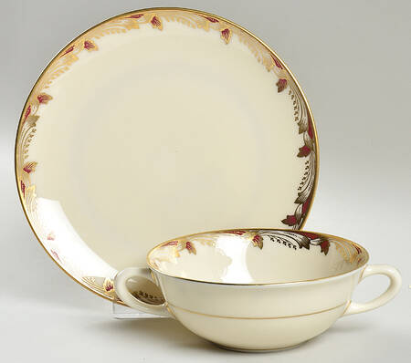 Essex Maroon (Smooth) Flat Cream Soup Bowl & Saucer Set