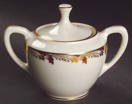 Essex Maroon (Smooth) Shape 1962 Sugar Bowl & Lid