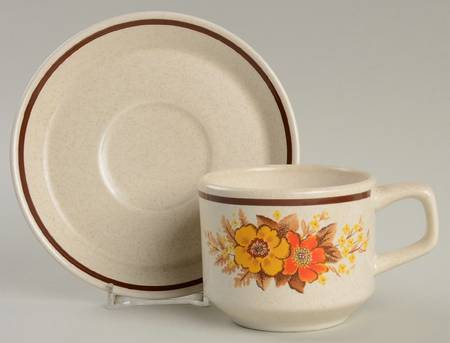 Fall Blossoms Flat Cup & Saucer Set