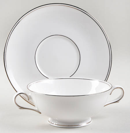 Federal Platinum Footed Cream Soup Bowl & Saucer Set