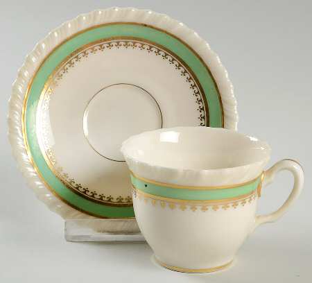Georgian Green Footed Demitasse Cup & Saucer Set