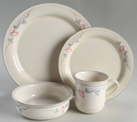 Glories on Grey 4 Piece Place Setting