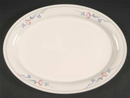 Glories on Grey 14" Oval Serving Platter