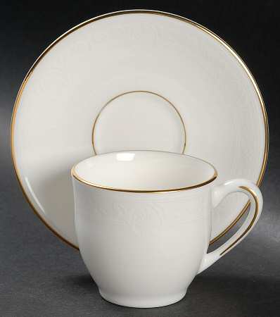 Hannah Gold Flat Demitasse Cup & Saucer Set