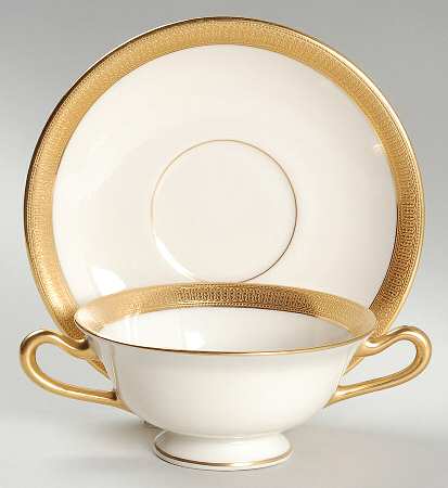 J19 Cream Footed Bouillon Cup & Saucer
