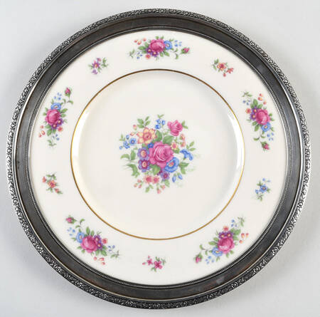 Lenox Rose Sterling Rim Dinner Plate