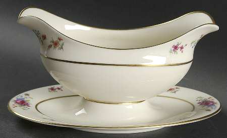 Lenox Rose Gravy Boat with Attached Underplate