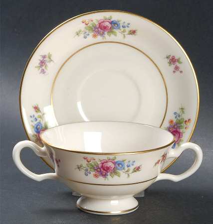 Lenox Rose Footed Bouillon Cup & Saucer