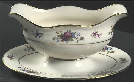 Lenox Rose Gravy Boat with Attached Underplate by Lenox